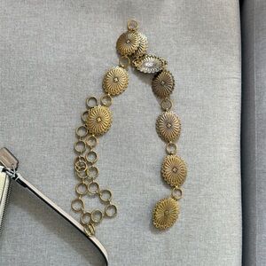 Urban Outfitters Gold Floral Chain Belt